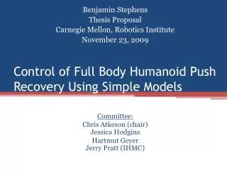 Control of Full Body Humanoid Push Recovery Using Simple Models