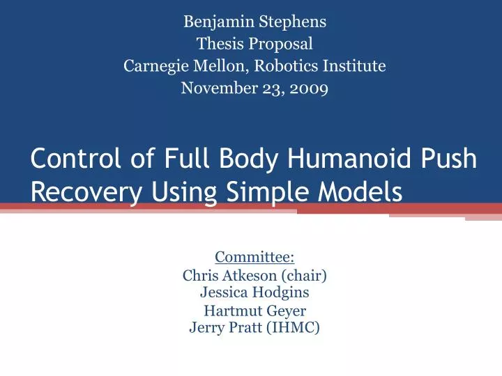 control of full body humanoid push recovery using simple models