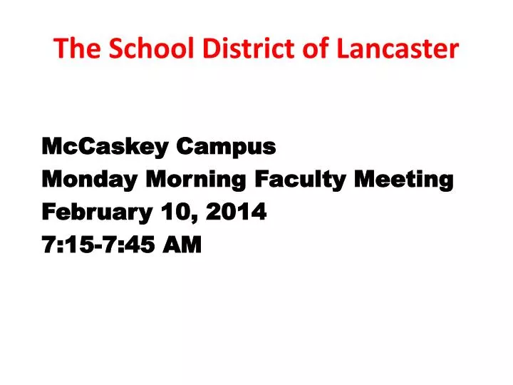 the school district of lancaster