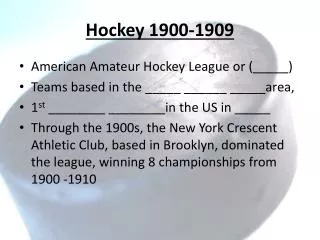 Hockey 1900-1909