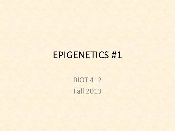 epigenetics 1
