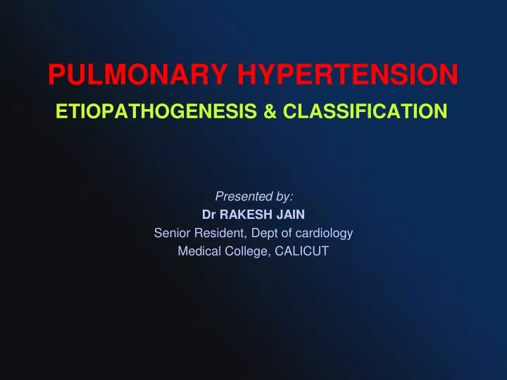 pulmonary hypertension etiopathogenesis classification