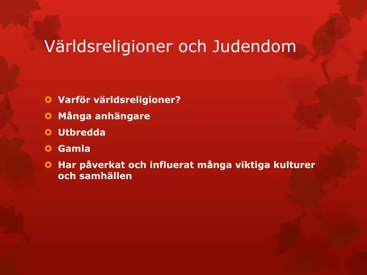 v rldsreligioner och judendom