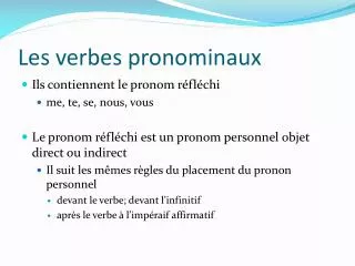 les verbes pronominaux