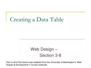 Creating a Data Table