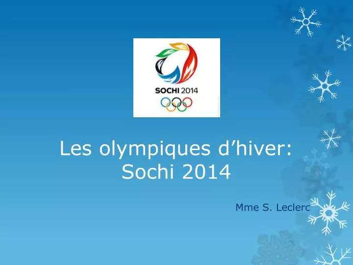 les olympiques d hiver sochi 2014