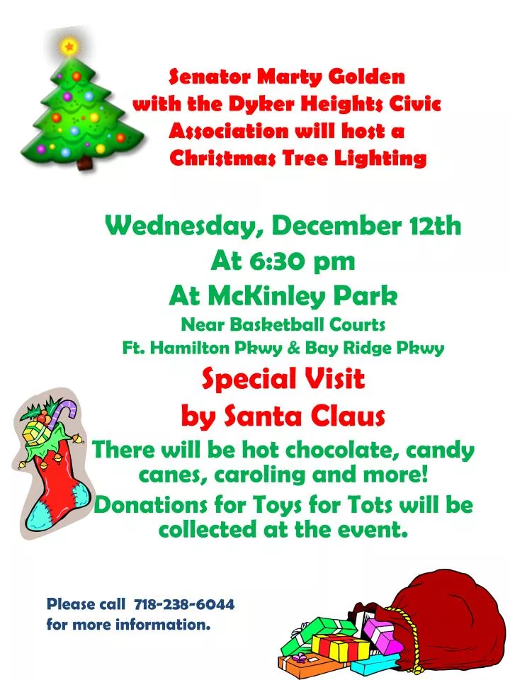 senator marty golden with the dyker heights civic association will host a christmas tree lighting