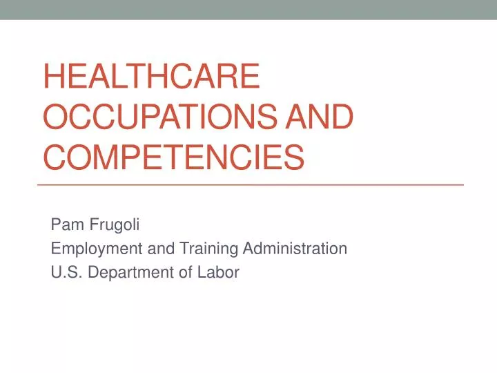 healthcare occupations and competencies