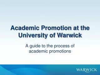 Academic Promotion at the University of Warwick