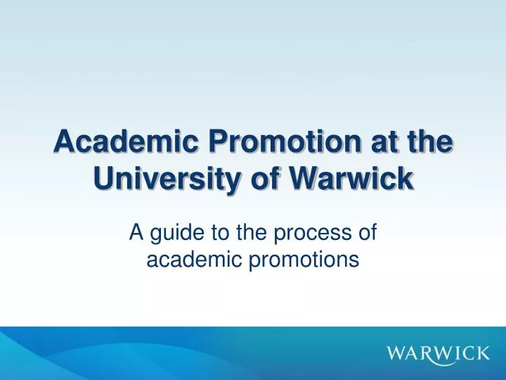 academic promotion at the university of warwick