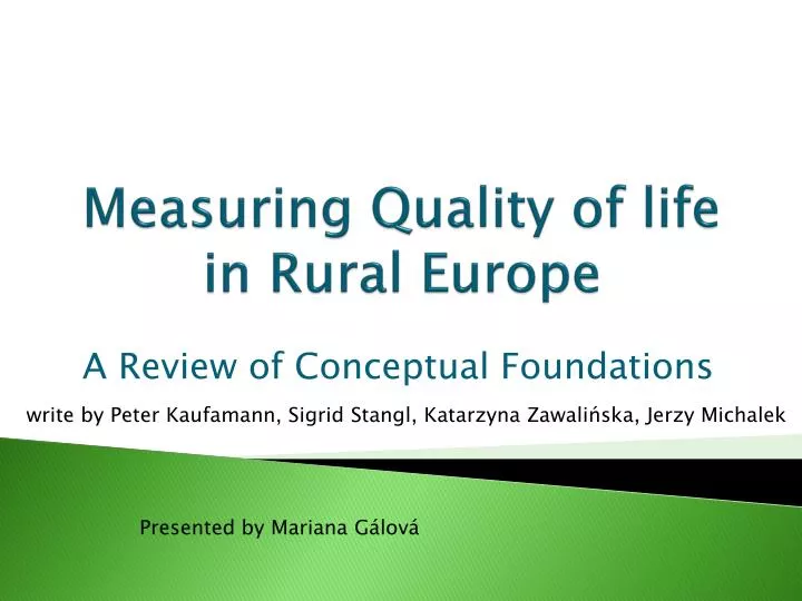 measuring quality of life in rural europe