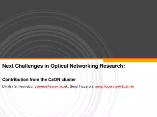 Next Challenges in Optical Networking Research: