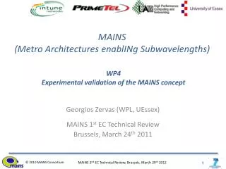 MAINS (Metro Architectures enablINg Subwavelengths)