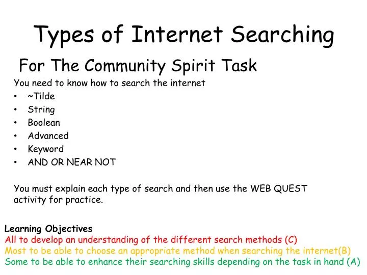 types of internet searching