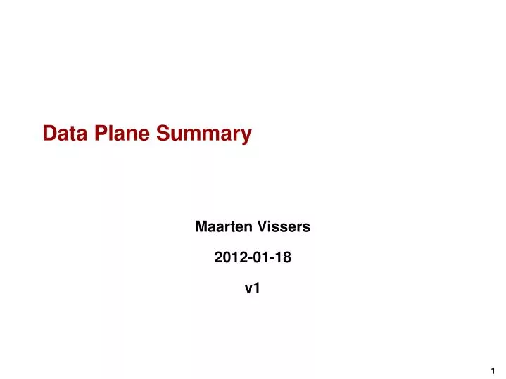 data plane summary