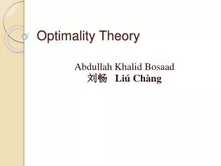 Optimality Theory