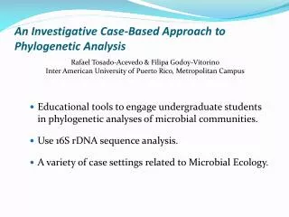 An Investigative Case-Based Approach to Phylogenetic Analysis