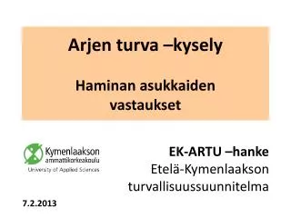 Arjen turva –kysely Haminan asukkaiden vastaukset