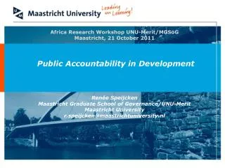 Africa Research Workshop UNU-Merit/MGSoG Maastricht, 21 October 2011