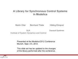 A Library for Synchronous Control Systems in Modelica