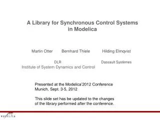 a library for synchronous control systems in modelica