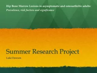Summer Research Project