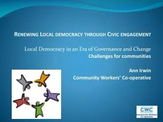 Renewing Local democracy through Civic engagement