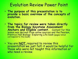 Evolution Review Power Point