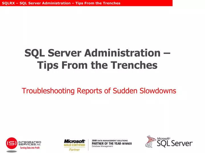 sql server administration tips from the trenches