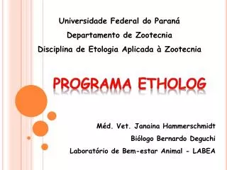 universidade federal do paran departamento de zootecnia disciplina de etologia aplicada zootecnia