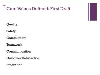 Core Values Defined: First Draft