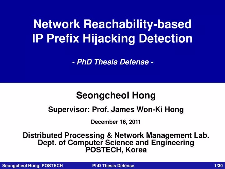 network reachability based ip prefix hijacking detection phd thesis defense