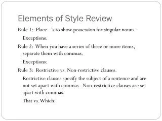 Elements of Style Review