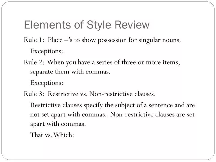 elements of style review