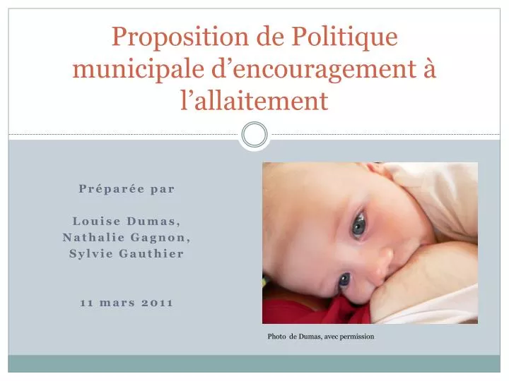 proposition de politique municipale d encouragement l allaitement