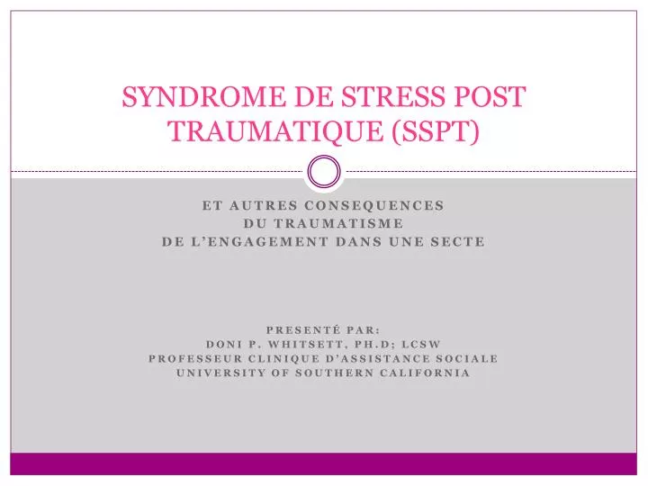 syndrome de stress post traumatique sspt