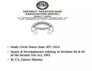 Study Circle Notes: June 30 th , 2014
