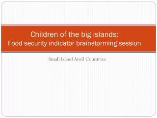 Children of the big islands: Food security indicator brainstorming session