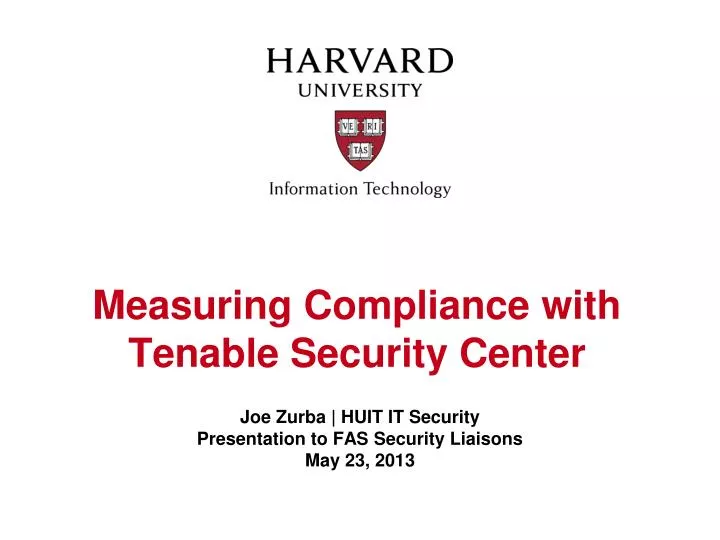 measuring compliance with tenable security center