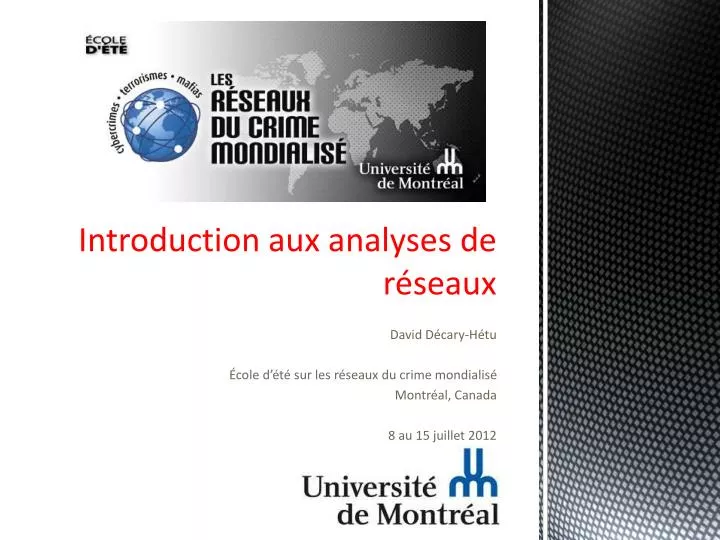 introduction aux analyses de r seaux