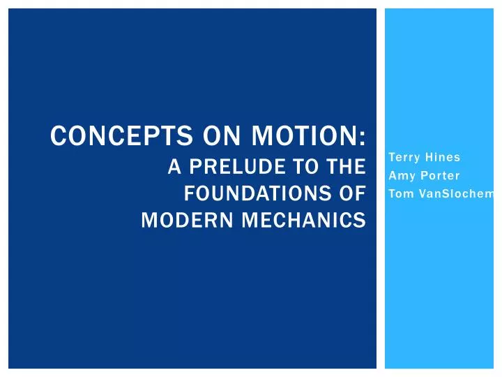 concepts on motion a prelude to the foundations of modern mechanics