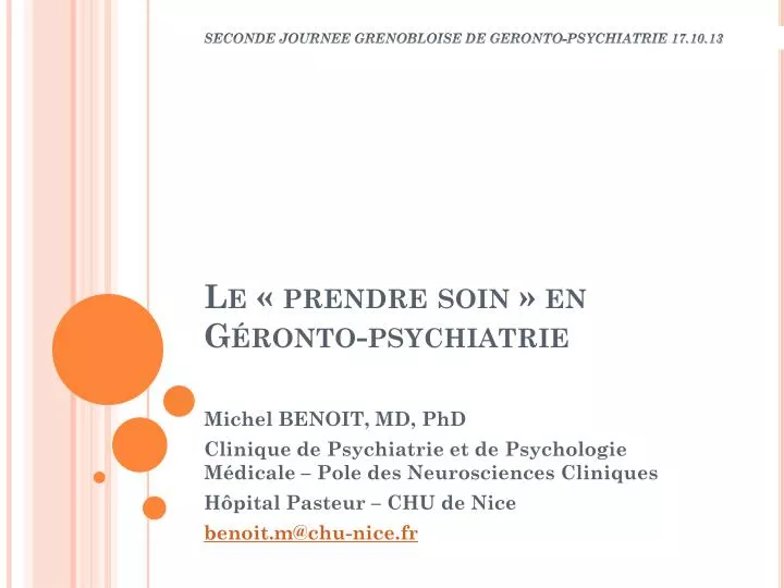 le prendre soin en g ronto psychiatrie