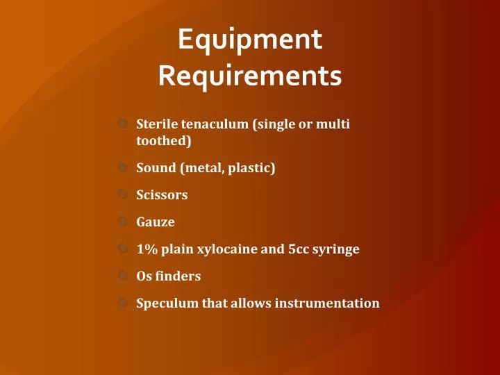 equipment requirements