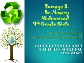 Sumaya S. Br.Nassry Mohammad 9 th Grade Girls