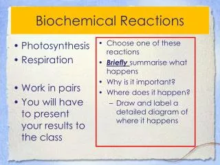 Biochemical Reactions