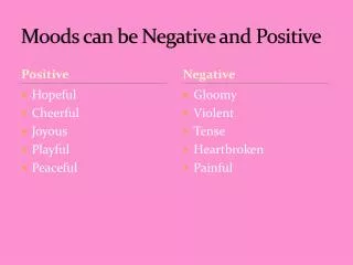 moods can be negative and positive