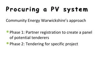 Procuring a PV system