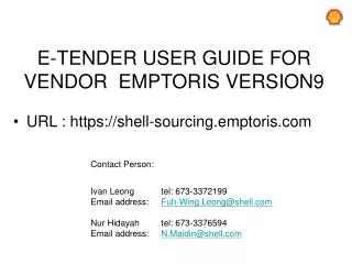 E-TENDER USER GUIDE FOR VENDOR EMPTORIS VERSION9