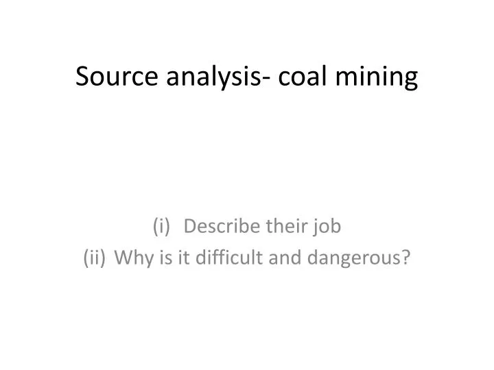 source analysis coal mining