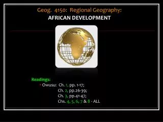 Geog. 4150: Regional Geography: AFRICAN DEVELOPMENT